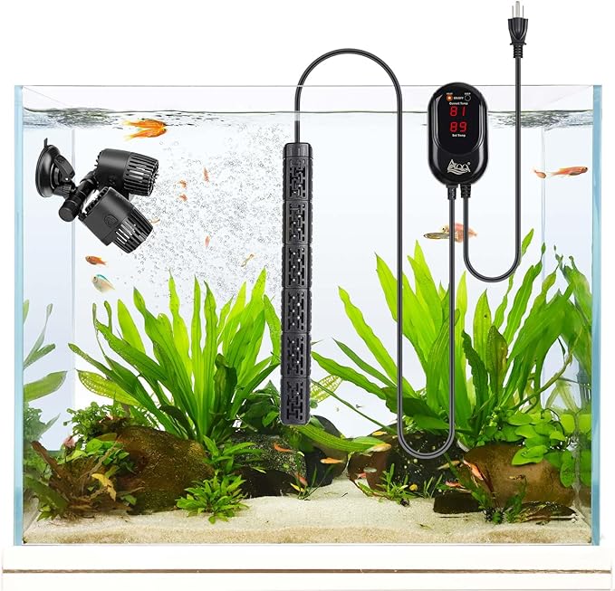 AQQA Fish Tank Heater,Aquarium Heater 50W 150W 250W 400W 500W 800W for 3-220 Gal,Set Temperature 59℉-93℉ Temperature Accuracy,Out of Water or High Temperature Automatic Power Off (250W to 30-50 gal)
