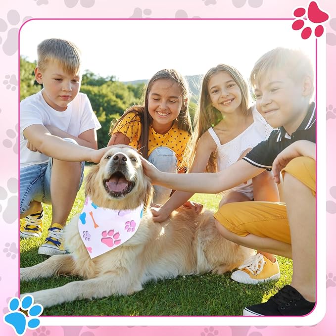 Abbylike 50 Pcs Paw Print Dog Bandanas Bulk Soft Triangle Scarves for Pets Party Costume Doggie Walking Photo Props Bibs for Pets Shops Adoption Events Halloween Party Gifts(25.6 x 17.7 x 17.7 Inch)