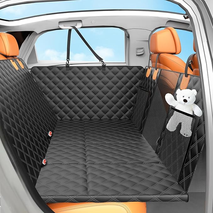 Back Seat Extender for Dogs with Hard Bottom/Large Space, Waterproof Dog Car Seat Cover Holds 400lbs, Sturdy Nonslip Pet Backseat Hammock for Cars/SUV