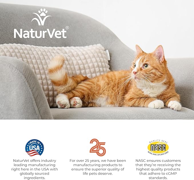 NaturVet VitaPet Senior Daily Vitamins for Cats Plus Glucosamine, Specifically Formulated to Provide Essential Minerals, 90 g, 60 Count