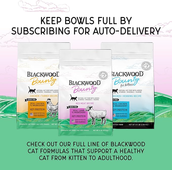 Blackwood Bounty Dry Cat Food, Red Meat Recipe for All Life Stages, 2 Pound Bag, High Protein, Grain Free