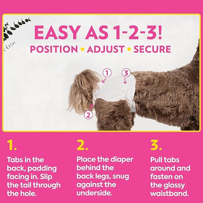 OUT! PetCare Disposable Dog Diapers Female, Potty Training, Dog Diapers, Female Doggie in Heat, Puppy Training, Incontinence, Puppy Essentials 9”-14” Waist (Toy, 32ct)