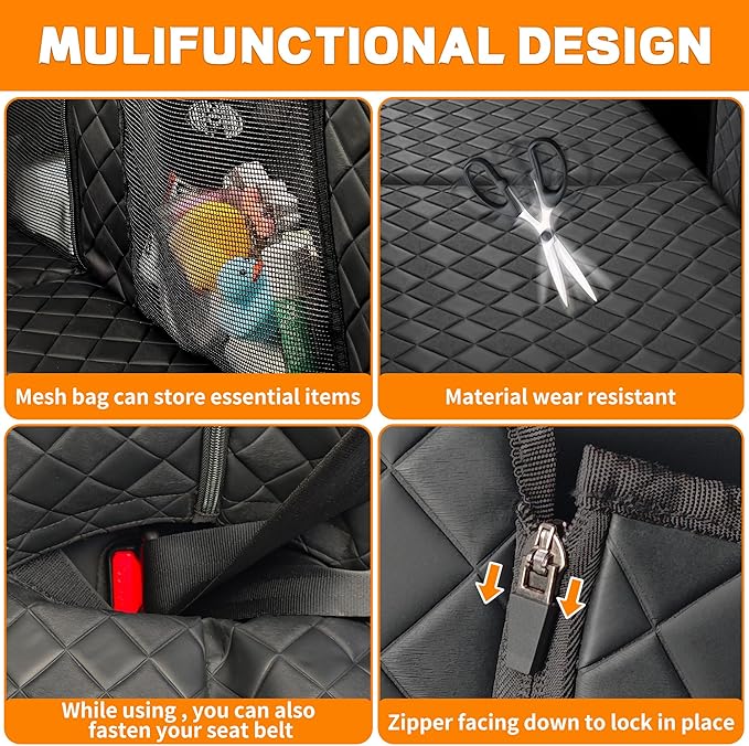 Back Seat Extender for Dogs,Waterproof Dog Car Seat Cover Protector with Mesh Window,Large Space Hammock for Car SUV Truck Dog Travel