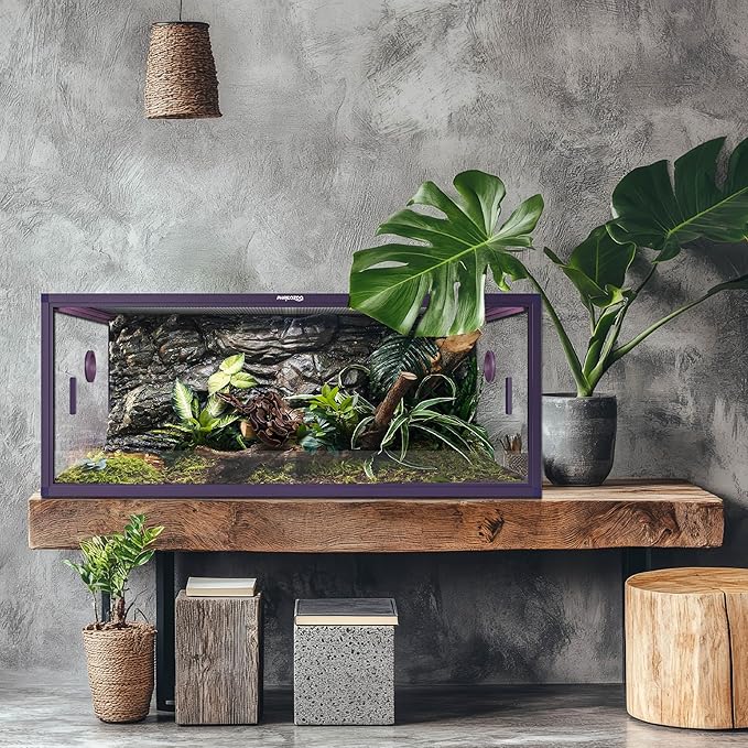 85 Gallon Reptile Tank, Front Opening Snake Tank for Easy Maintenance, Reptile Enclosure with Top Screen Ventilation 48''x24''x18''