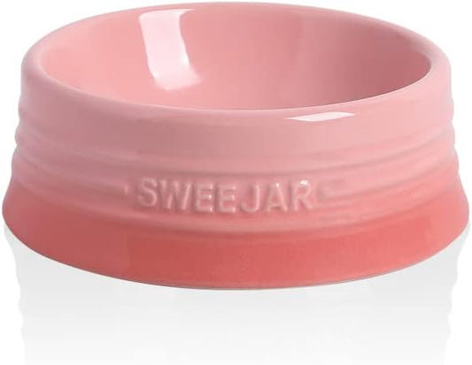 Sweejar Gradient Dog Bowl, Ceramic Dog Food Dish for Puppy and Kitten, Porcelain Pet Bowl for Food and Water 8 oz (Gradient Pink)
