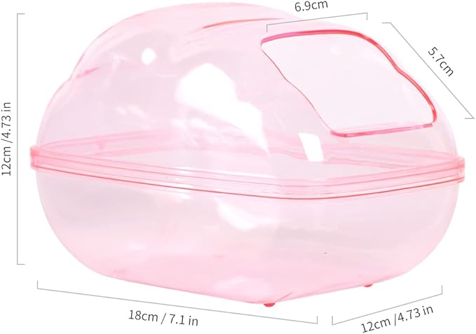 BUCATSTATE Hamster Sand Bath Kit Hamster Sand Bath Container Large Transparent Toilet with Scoop Set Dwarf Hamster Accessory for Small Animals(Pink, Large)