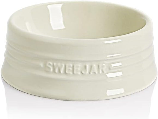 Sweejar Gradient Dog Bowl, Ceramic Dog Food Dish for Puppy and Kitten, Porcelain Pet Bowl for Food and Water 8 oz (Beige)