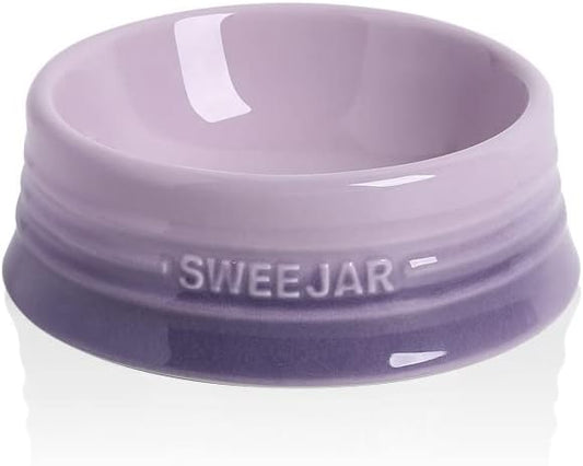 Sweejar Gradient Dog Bowl, Ceramic Dog Food Dish for Puppy and Kitten, Porcelain Pet Bowl for Food and Water 8 oz (Gradient Purple)
