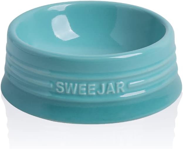 Sweejar Gradient Dog Bowl, Ceramic Dog Food Dish for Puppy and Kitten, Porcelain Pet Bowl for Food and Water 8 oz (Gradient Blue)