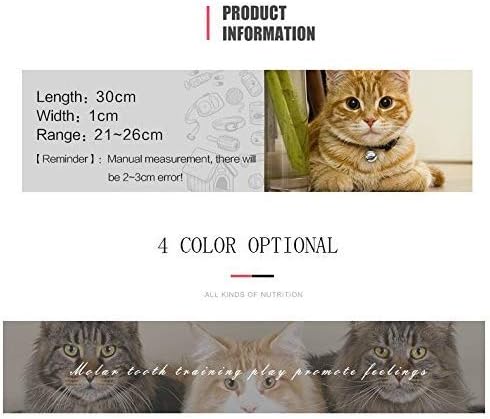 CHUKCHI Pink Soft Velvet Safe Cat Adjustable Collar with Crystal Heart Charm and Bells 8-11 Inches(Black+Red)