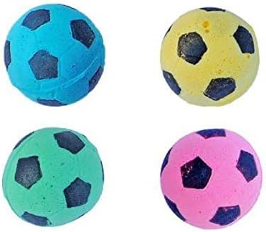 Cat Toy, Foam Sponge Soccer Ball (12 Pack), Interactive Pet Kitten Cat Exercise Toy Balls, Soft, Bouncy, Noise Free, Indoor, Pink, Yellow, Blue, Green
