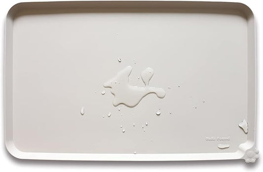 Hoki Found XX-Large Silicone Pet Feeding Mats - Non Slip Dog Cat Bowl Placemats - Waterproof for Carpet - Cream Brown