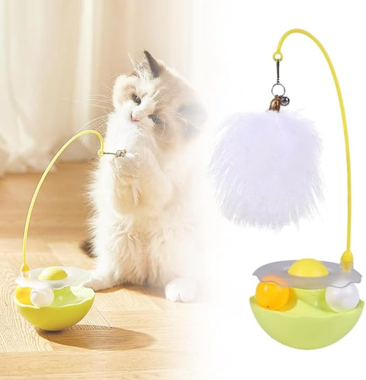 Interactive Cat Feather Toys, 2025 New Catnip Toy, Multifunctional Cat Teaser, Durable Track Ball Pet Toy for Indoor Play, Premium Pet Exercise Toy for Kittens and Adults (Green)