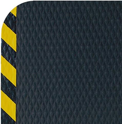 American Floor Mats Hog Heaven 5/8 inch Black & Yellow Border 4' x 12' Nitrile Backed Anti-Fatigue Comfort Mat