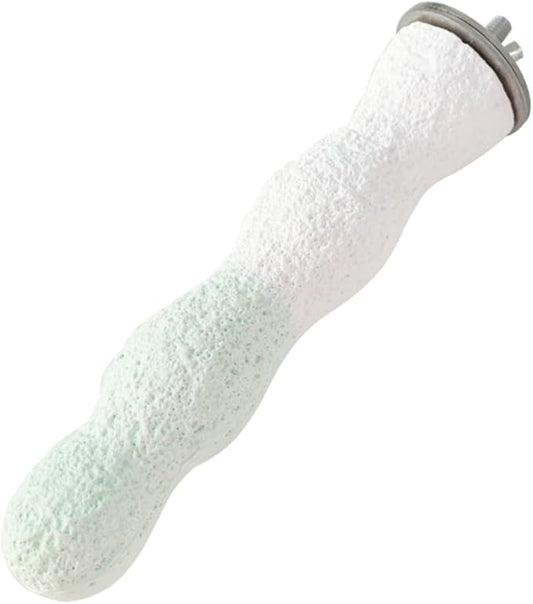 Bird Perches for Cage, Abrasive Surface High Calcium Mineral Parrot Perch Stand - Bird Nail File for Claw & Beak Health, Colorful Ceramic Bird Cage Accessories (Green, Coral)