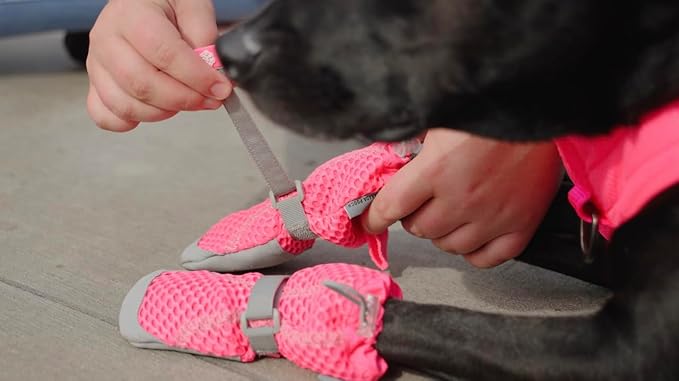 Canada Pooch Dog Boots for Hot Pavement - Dog Boots & Paw Protectors with Anti Slip Rubber | Water Friendly, Breathable Dog Shoes for Hot Days, Great for Dogs Neon Pink - Size 6