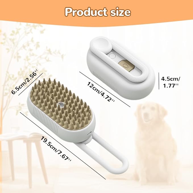 Cat Steam Brush, New 3 in 1 Pet Steam Groomer Brush, Rechargeable Pets Steam Groomer Comb for Massaging and Cleaning Shedding Pet Hair, Multifunctional Hair Removal Comb Cats and Dogs (White)