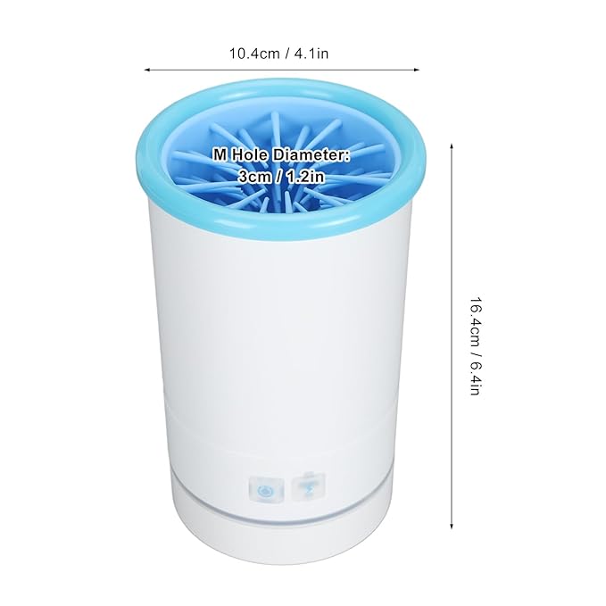 Automatic Dog Cleaner, Soft Electric Washer USB Rechargeable Portable Cleaner Cup, Dog Foot Cleaning Machine for Small to Medium Dogs Cats (White Blue)