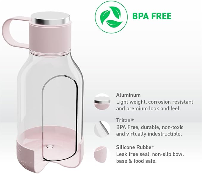 Asobu Buddy Bottle a Stainless Steel Insulated Water Bottle for with Removable Dog Water Bowl and Dog Food and Treat Storage Bowl (Pink, Tritan 50 oz Water Bottle with Bowl)