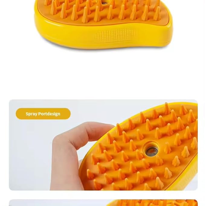 3-in-1 Rechargeable Pet Hair Brush: Massager, Steamy Comb & Self-Cleaning Mist Spray for Cats & Dogs