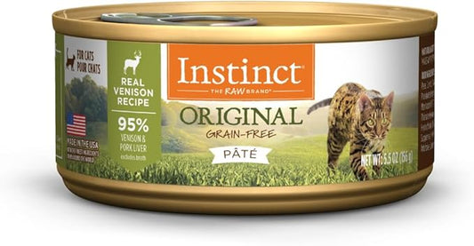 Instinct Original Pate Wet Cat Food, Grain Free Recipe - Real Venison, 5.5 oz. Cans (Pack of 12)