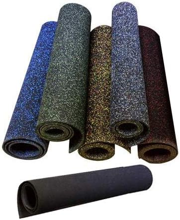 American Floor Mats 1/4in (7mm) Thick 10% Blue/Grey 4' x 14' Heavy Duty Rubber Rolls, Protective Exercise Mats, Home Gym Rubber Flooring