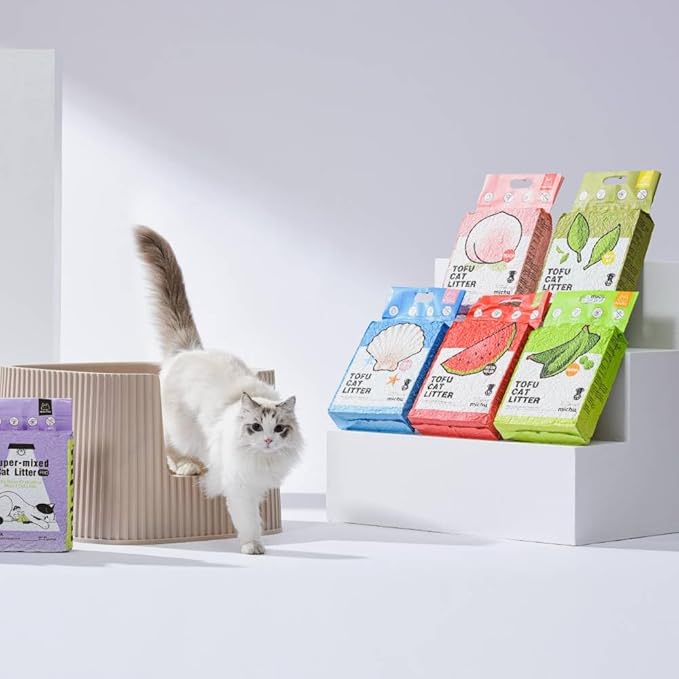 Tofu Cat Litter Natural Clumping Tofu Cat Litter, Fast Clumping and Easily Scoop-able 5.5lb/88oz 5 Scents - Original, 6 Pack