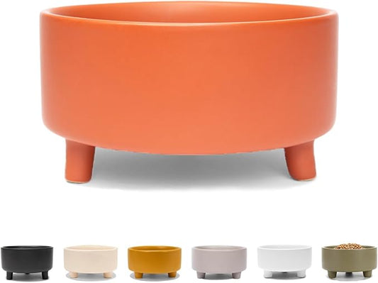 Waggo Uplift Ceramic Dog Bowl for Small Medium and Large Breeds - Heavyweight and Durable Pet Food and Water Dish Crock, Dishwasher Safe, Modern, Elevated Feeder (Teracotta, Large)