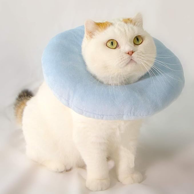 Adjustable Cat Recovery Collar Soft,Cute Pet E-Collar Neck Cone After Surgery Wound Healing Protective Cone Fit for Kitties, Small Dogs(ELC05-whale-l)