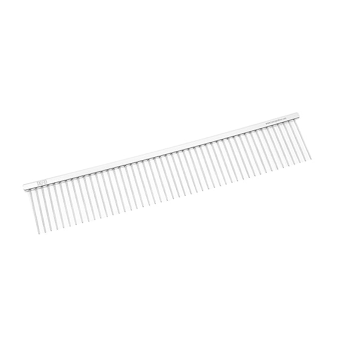 Tauro Pro Line Pet Comb for Dogs & Cats – 9.6", Coarse Butter Comb with Rounded Tips, Chromed Iron, Gentle Dematting & Everyday Grooming Tool, L