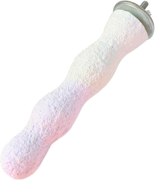 Parrot Perch Bird Perches for Cage Parrot Beak Grinding Stone Rough Surface High Calcium Mineral Colorful Cement Perch Bird Cage Accessories (Purple, Coral)