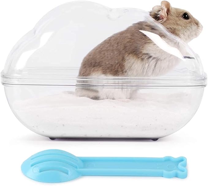 BUCATSTATE Hamster Sand Bath Container Large Hamster Toilet with Scoop Set Dust Bust Accessories for Small Animals (Transparent, Medium)
