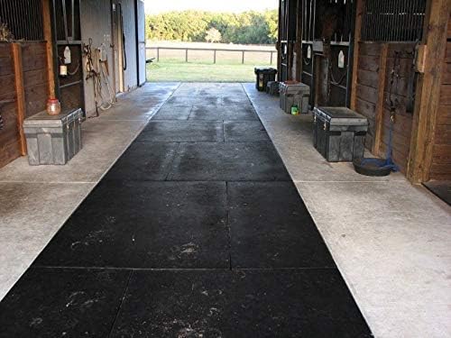 American Floor Mats - Heavy Duty Horse Mats - Slip Resistant, Black, 10' x 10' Set (25 Tiles Total, 0.375" Thick)