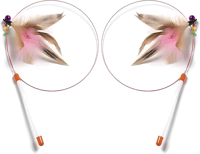 Cat Toys Interactive for Indoor Cats,2 PCS Cat Feather Toys and Wand Toys for Chase Exercise and Teaser Play with Kitten