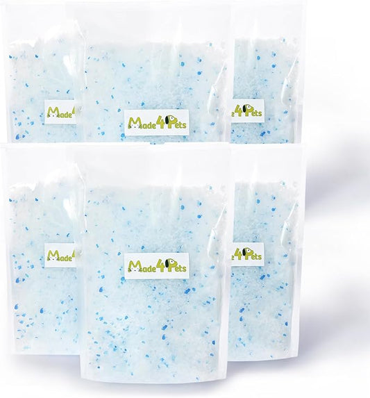 Made4Pets Cat Litter Crystals Kitty Litter Odor Control Crystal Litter Non Clumping No scooping Low Dust, Low Tracking, Lightweight, Dehydrates Waste,– 19.8 lbs (6 x 3.3 lb Packs)