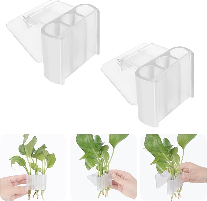 3 Holes Upgraded Aquatic Plant Cup Aquarium Plant Holder for Tank,Hanging Aquarium Plant Holder,Aquarium Aquatic Plant Cultivation,Aquarium Plant Decoration. (White 2PCS)