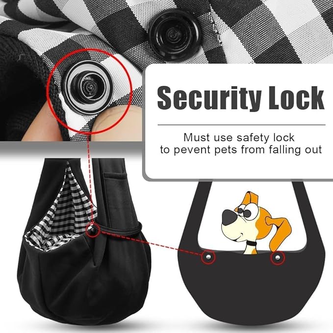 Tomkas Small Dog Sling Carrier - Classic Pocket & Classic Strap - for 3-10 lbs Pets(Black)