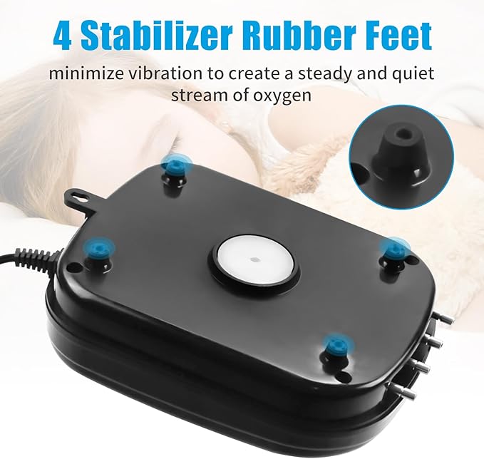 AQUANEAT Aquarium Air Pump 300GPH, for up to 200 Gallon Fish Tank, Powerful Hydroponic Aerator Pump with Tubing, Air Stones, Valves