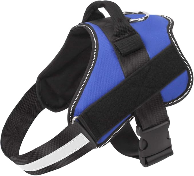 Bolux Dog Harness, No-Pull Reflective Dog Vest, Breathable Adjustable Pet Harness with Handle for Outdoor Walking - No More Pulling, Tugging or Choking (Blue, M)