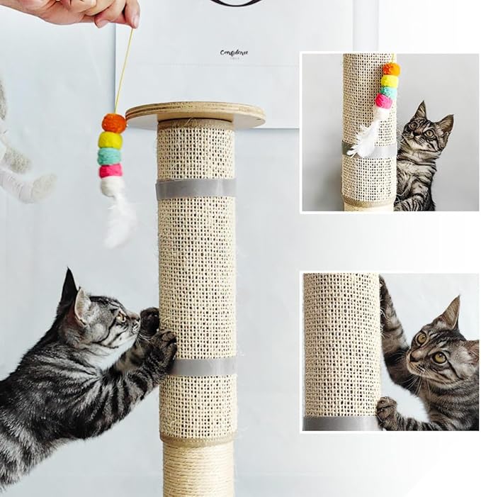 Cat Nail File Scratcher, Sisal Cat Scratch Pad Wrapped Around a Cat Scratcher Post or Cat Tower, Cat Nail File with 80 Aluminum Oxide Grit, to Help Protect Furniture and Help Trim Cat's Nails