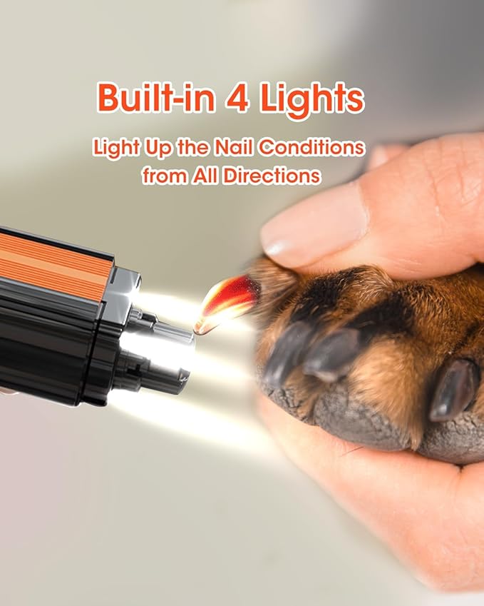 Super Powerful Dog Nail Trimmers and Dog Nail Clippers Combo, Ultra Quiet, 3 Speeds, 4 Bright Lights, with Travel Lock, for Small, Meddium and Large Dogs, Cats and Small Animals