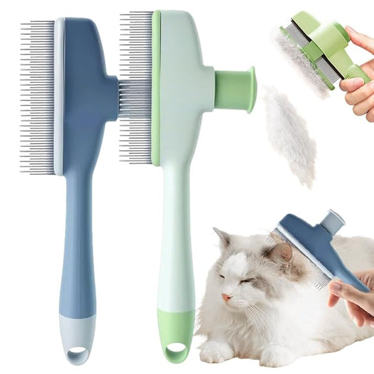 Pet Hair Removal Comb, 2025 New Flea Comb, Multifunctional Grooming Brush for Home Use, Portable Shedding Brush for Pet Owners (Blue+Green)