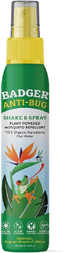Badger Bug Spray, Family Friendly All Natural Mosquito Repellent w/Organic Essential Oils, Great Smelling Citronella Spray, Effective for 3 Hours, Deet-Free Vegan Plant Based Insect Repellent 4 fl oz