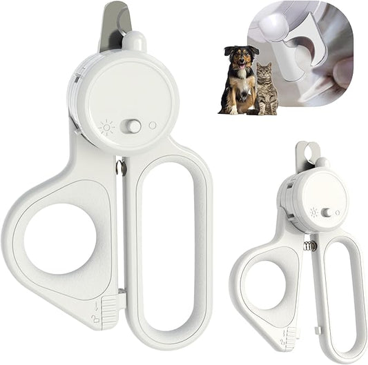 Professional Dog and Cat Nail Clippers with Lights to Illuminate Nails or Blood Lines for Safe Trimming，Sharp Stainless Steel Pet Nail Trimmers with Safety Guard to Avoid Overcutting for Small Animals