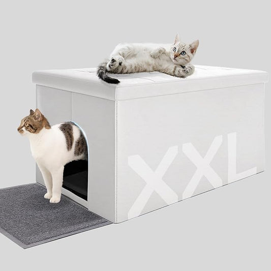 MEEXPAWS Cat Litter Box Enclosure Furniture Hidden, Cat Washroom Bench Storage Cabinet | Extra Large 35.4'' x 19.7'' x 19.7''| Dog Proof | Waterproof Inside/Easy Clean | Easy Assembly | Odor Control