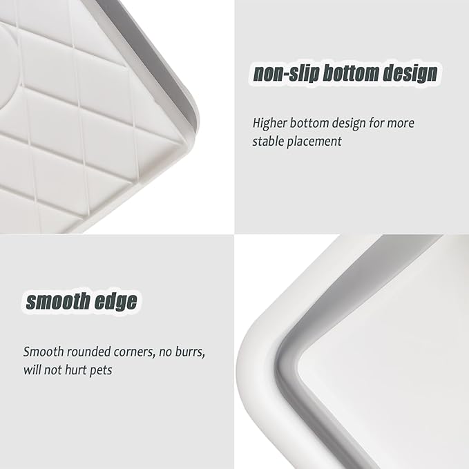 2 Pack Collapsible Small Cat Litter Box, Open Kitten Litter Potty Pan Low Entry Pet Kitty Toilet Foldable Waterproof Travel Toilet for Sick Frail Kitty 14.6 x 10.6 x 4.8 inches Grey