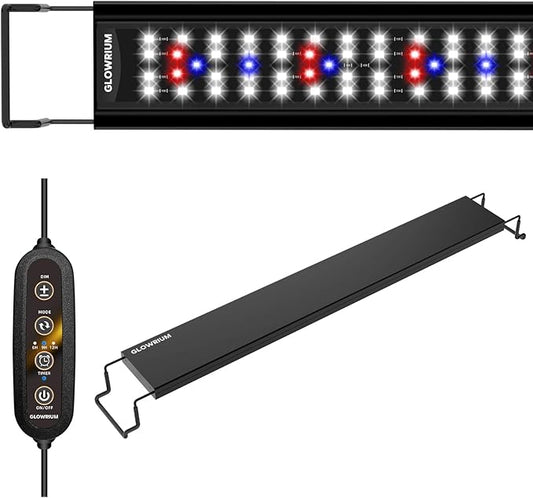 GLOWRIUM Aquarium Light, LED Full Spectrum Freshwater Fish Tank, infinitely dimmable, Fish Tank Light with auto-on/Off Timer (12-17 in)