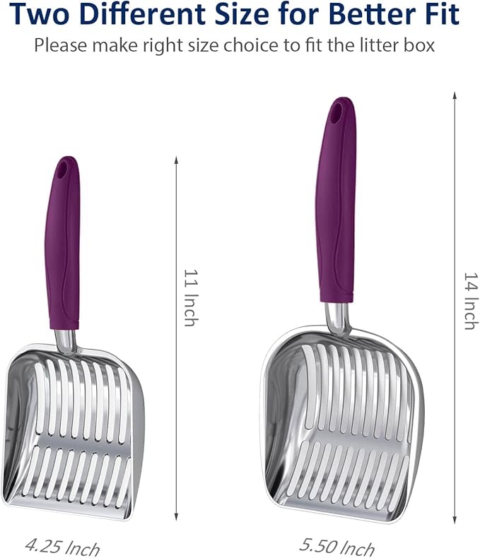 WePet Cat Litter Scoop, Aluminum Alloy Sifter, Kitty Metal Scooper, Deep Shovel, Long Handle, Poop Sifting, Kitten Pooper Lifter, Durable, Heavy Duty, for Litter Box