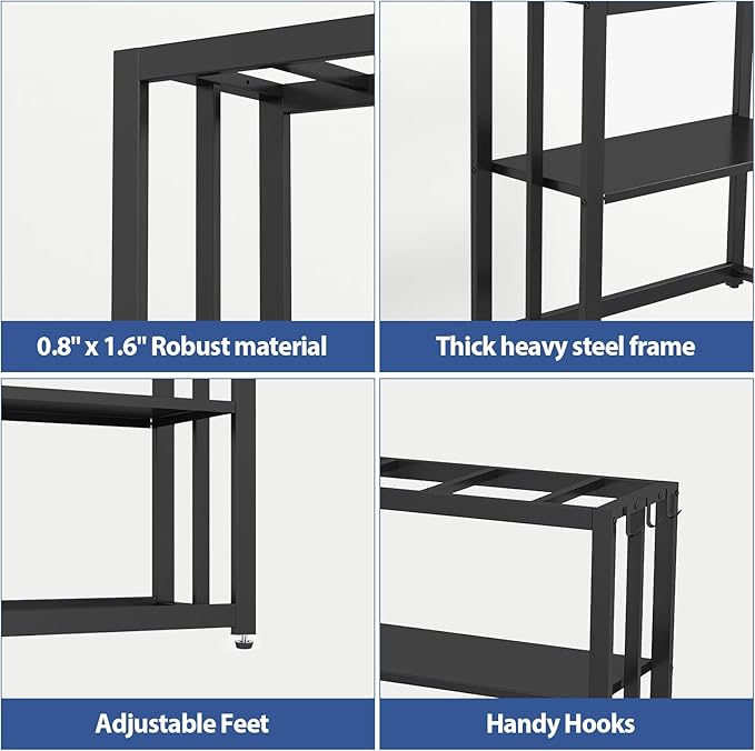 30.7" W x 13" Inch for 20-29 Gallon Long Fish Tank Stand With Storage Shelf, Aquarium Stand With Hooks,Heavy Duty Metal Turtle Reptile Tank Stand, Easy Assemble