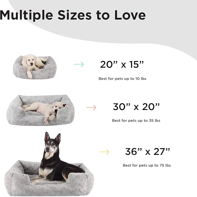 Best Friends by Sheri Lux Lounge Bed Calming Faux Fur Dog Bed, Gray, Large, 36" x 27"